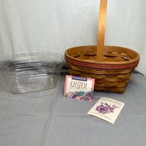 1995 Vintage Longaberger Easter Basket with Plastic Protector Patent Numb 18708